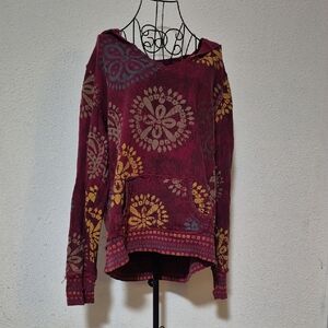 Maurices Burgundy and Mustard Patterned Sweater